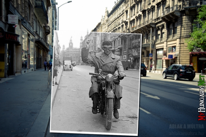 Budapest, V. Kossuth Lajos utca, a Magyar utcától a Ferenciek tere (Felszabadulás tér) felé nézve